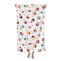 Delicious Cupcakes Print Beach Towel - Sandproof, Super Absorbent Microfiber Pool Towels for Summer Vacation