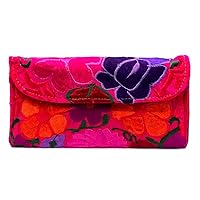 Multicolored Floral Embroidered Wallet Envelope Clutch Crossbody Purse - Womens Fashion Handmade Bags Boho Travel Accessories