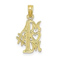 10k Gold Number 1 Mom Pendant Necklace Measures 20.7x10.2mm Wide Jewelry for Women
