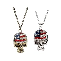 2PCS 4th of July Necklace for Women - Fourth of July Accessories - Red White and Blue Necklace - American Patriotic Flag Necklace - Stars & Stripes - Memorial Day Necklace