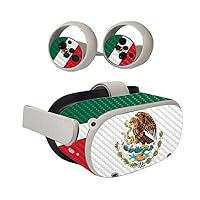 MightySkins Carbon Fiber Skin Compatible with Oculus Quest 2 - Mexican Flag | Protective, Durable Textured Carbon Fiber Finish | Easy to Apply, Remove, and Change Styles | Made in The USA