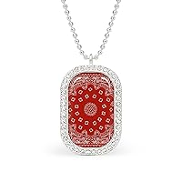 Red Bandana Pattern Womens Diamond Necklaces Alloy Pendants Trendy Dainty Jewelry Gifts