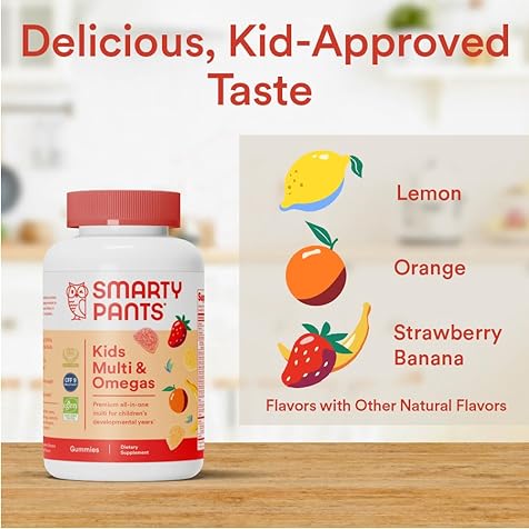 Kids Multivitamin Gummies: Omega 3 Fish Oil (EPA/DHA), Vitamin D3, C, Vitamin B12, B6, Vitamin A, K & Zinc for Immune Support, Gluten Free, Three Fruit Flavors, 120 Count (30 Day Supply)