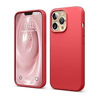 elago Compatible with iPhone 13 Pro Case, Liquid Silicone Case, Full Body Screen Camera Protective Cover, Shockproof, Slim Phone Case, Anti-Scratch Soft Microfiber Lining, 6.1 inch (Red)
