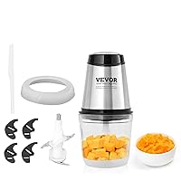 VEVOR Food Processor, Mini Electric Chopper 400W, 2 Speeds Electric Meat Grinder, Stainless Steel Meat Blender, for Baby Food, Meat, Onion, Vegetables, 2.5 Cup