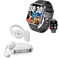 TOZO S4 AcuFit One Smartwatch 1.78-inch Bluetooth Talk Dial Fitness Tracker Black + OpenEgo Open Ear Wireless Headphones Bluetooth Sport Earbuds White