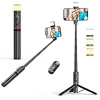 Colorlizard Selfie Stick Tripod with Fill Light, Extendable Aluminum Cell Phone Tripod Stand with Remote for iPhone/Android, Video Recording Vlogging Live Streaming