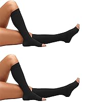 Truform Surgical Stockings, 18 mmHg Compression for Men and Women, Knee high Length, Open Toe, Black, 2X-Large (Pack of 2)