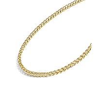 Jewelry Atelier Gold Chain Necklace Collection - 14K Solid Yellow Gold Filled Round Wheat/Palm Chain Necklaces for Women and Men with Different Sizes (2.5mm, or 3.2mm)