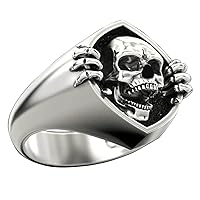 Skull Ring Vintage Men's Finger Ring Geometric Ring Jewelry Women‘s Gothic Punk Hip Hop Biker Personalized Birthstone Engagement Wedding Bands Ring Fit Size 7-12 (A, 8)
