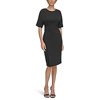 Calvin Klein womens Scuba Crepe Short Sheath Dress With Waistline Pleating Detail