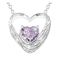 2022 Heart Purple Zircon Pendant Rhinestone Necklace Zircon Heart Necklaces Crystal Chain Silver Trendy Necklace