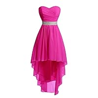 Short Sweetheart Ruched Chiffon Prom Homecoming Dress High Low Formal Party Ball Gown Fuchsia 20W