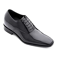 Men's Invisible Height Increasing Elevator Shoes - Black Patent Leather Lace-up Formal Oxfords - 3 Inches Taller - H6532B