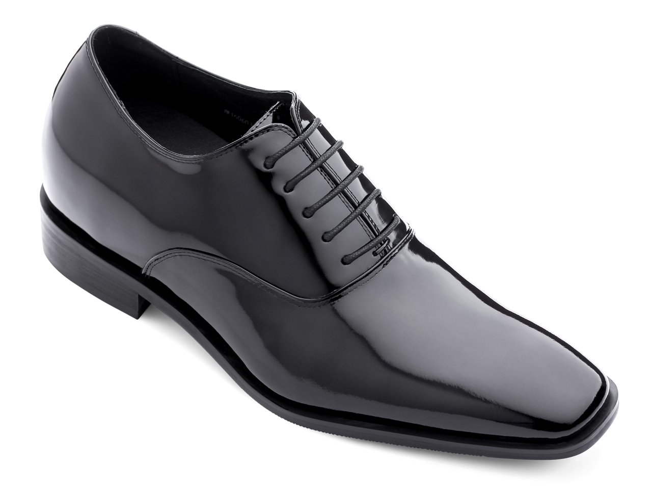 TOTO Men's Invisible Height Increasing Elevator Shoes - Black Patent Leather Lace-up Formal Oxfords - 3 Inches Taller - H6532B