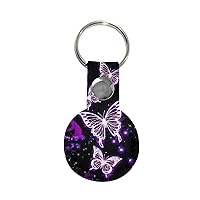 Purple Butterfly AirTag Case,AirTag Keychain for Women Girl, Full Protective Anti-Scratch Air Tag Holder Case Cover,Air Tag Tracker, Airtag Accessories Holder