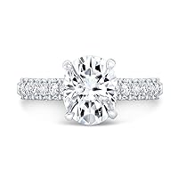 Siyaa Gems 3.50 CT Oval Moissanite Engagement Ring Wedding Eternity Band Vintage Solitaire Halo Setting Silver Jewelry Anniversary Promise Ring Gift
