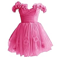 Off The Shoulder Tulle Short Homecoming Dresses for Teens Handmade Flowers A Line Cocktail Party Gowns