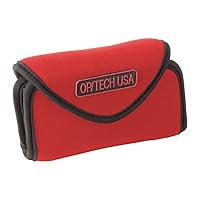 OP/TECH USA 7302264 Snappeez-Large, Wide Body Horizontal Neoprene Pouch for Camera (4.5 x 2.5 x .75 - 1.25 Inch) (Red)