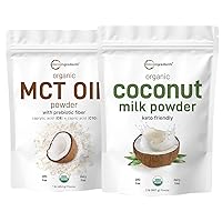Micro Ingredients Organic MCT Oil Powder 1lb & Organic Coconut Milk Powder 2lbs Bundle 2 Pack | Plant Based Creamer | C8 MCT Oil
