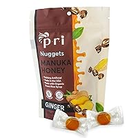 PRI Manuka Honey & Ginger Nuggets, Sweet and All Natural Hard Candy Treat, 3.5oz