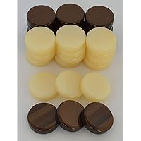 30 Small Acrylic Backgammon Checkers - Chips Brown & Ivory 1 inch