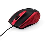 Verbatim Wired USB Computer Mouse - Corded USB Mouse for Laptops and PCs - Right or Left Hand Use, Red 99742, 1.4