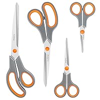 Scissors Set of 4, Premium Stainless Steel Razor Blades, Ergonomic Semi-Soft Rubber Grip, Suitable for School, Office and Family Daily Use, 9.9