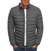 Men'S Winter Coats Zip Up Puffer Diamond Check Jacket Heated Slim Fit Lightweight Jacket Thick Casual Coat