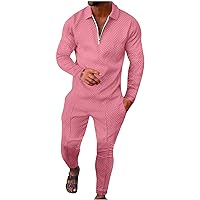 Mens Tracksuit 2 Piece Outfits Half Zip Sweatsuits Long Sleeve Tops and Jogger Pants Set Muscle Fit Athletic Suits