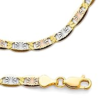 Solid 14k Yellow White Rose Gold Chain Necklace Star Diamond Cut Tri Color 4.2 mm 20 inch