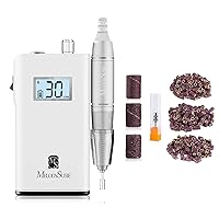MelodySusie Professional Rechargeable 30000 rpm Nail Drill, Portable E-File Long Life Battery, Electric Grinder for Acrylic Nail Extension Poly Nail Gel, High Speed, Low Heat with 300pcs Sanding Bands