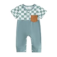 Baby Boy Romper Sleeveless Checkerboard Hooded Jumpsuit Newborn Tank Tops Infant One Piece Outfit Summer Clothes