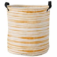 Watercolor Orange Laundry Basket Hamper with Handles, Collapsible Laundry Basket Waterproof Cloth Laundry Hamper Easy Carry Storage Basket Modern Stripes Geometric Art 16.5x17 In