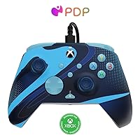 PDP Gaming REMATCH GLOW Enhanced Wired Controller Licensed for Xbox Series X|S/Xbox One/PC/Windows, Mappable Back Buttons, Advanced Customizable App - Blue Tide (Glow in the Dark)