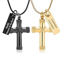 Rope Winding Cross Cremation Ashes Urn Pendant Necklace Memorial Keepsake Jewelry Lord’s Prayer Cross Ashes Necklaces