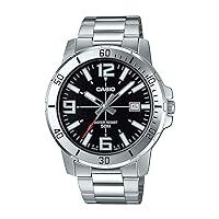 Casio MTP-VD01D-1BV Men's Enticer Stainless Steel Black Dial Casual Analog Sporty Watch
