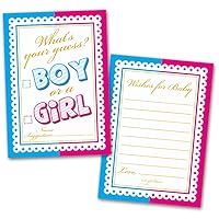 Leigha Marina Baby Shower Cards What's Your Guess Boy or a Girl and Wishes for Baby - 40 Cards