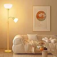 Lightdot 67IN Dimmable Torchiere Floor Lamps, Gold Standing Lamp with Adjustable Reading Light, 3000K 9W E26 Bulbs Included, Mid Century Brass Tall Lamp for Living Room Bedroom