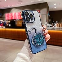 Double Color Gradient Swan Phone Case for iPhone 15 Plus 14 13 12 Pro Max 15Pro 11 Glitter Silicone Cover with,Blue,for iPhone 13Pro