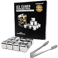 12Pcs Reusable Stainless Steel Ice Cubes for Drinks Metal Whiskey Stones High Cool Down for Whiskey Vodka Liqueurs Wine Beverage Juice Soda
