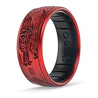 Enso Rings Etched Dualtone Silicone Ring - Comfortable and Flexible Design - Year of the Dragon