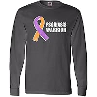 inktastic Psoriasis Warrior Orange and Purple Ribbon Long Sleeve T-Shirt