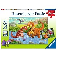 Ravensburger 05030 Dinosaurs at Play 2 x 24 Piece Puzzles in a Box - 2 x 24 Piece Puzzles for Kids, Every Piece is Unique, Pieces Fit Together Perfectly