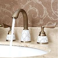 HIGOH Faucets,Faucet,Basin Mixer Tap 3 Holes Brass Deck Mounted Bathroom Mixer Tap, Bath Basin Sink Vanity Faucet Water Tap, Bathtub Faucets for Bathroom Kitchen/7