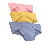 Baby Doll Diapers, 3 Pack in Pink, Blue and Yellow, Fits 15-18 Inch Dolls