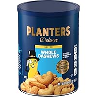 Deluxe Salted Whole Cashews, Party Snacks, Plant-Based Protein 18.25oz (1 Canister)