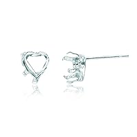 10K White Gold 5x5mm Heart Prong Stud Finding (Pair)