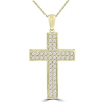1.61 ct t.w. Round Cut Diamond Cross Pendant Necklace (Color G Clarity SI-1) in 14 kt Yellow Gold