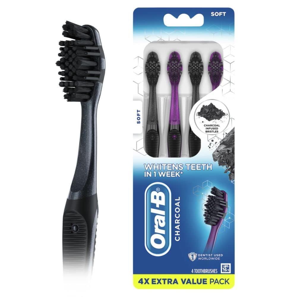 Oral-B Charcoal Toothbrushes, Soft 4ct